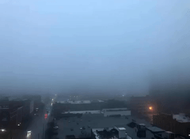 Morning Fog Settles Over Cleveland