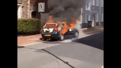 ArgusAndrew giphyupload fire car volkswagen GIF