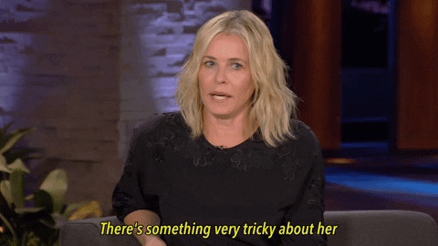 suspicious don't trust GIF by Chelsea Handler
