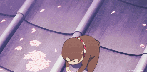 cherry blossoms monkey GIF