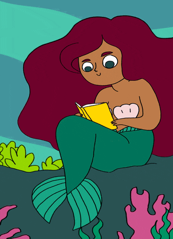 akb_illustration giphyupload reading mermaid ariel GIF