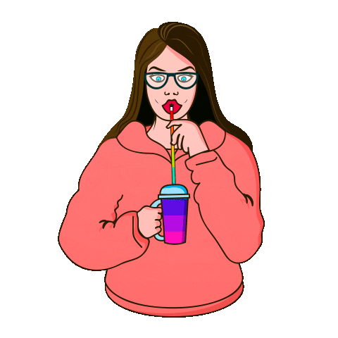 Girl Drinking Sticker by Omer Studios