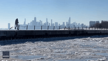 Chicago Photographer Ice Skates on 'Buttery Smooth'  Frozen Pier