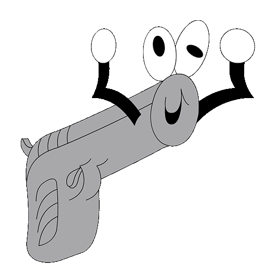 animation gun Sticker by Simeon Kondev