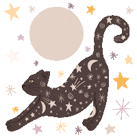 Black Cat Sticker by Happy Mouse Studio