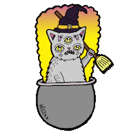 Cat Halloween Sticker by Hiss Art