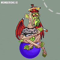 memberoneio nft thinking 420 devil GIF