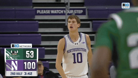 Mens Basketball Smile GIF by Northwestern Athletics