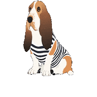 Basset Hound Striped Shirt Sticker by pollenrobotics