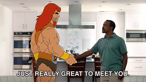 nice to meet you shake hands GIF by Son of Zorn