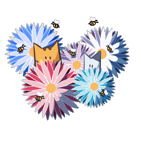 Cat Flower Sticker