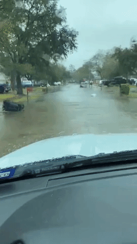 Houston-Area Roadways Flooded as Rain Pours Down