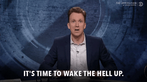 wake up cock-a-doodle-doo GIF by The Opposition w/ Jordan Klepper