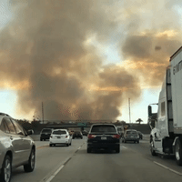 Huge Plume of Smoke Rises Over Freeway Amid Brush Fire in Irwindale, California