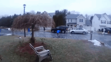 Father Films Son's Skating Attempt as Cold Weather Hits Newington