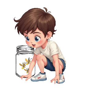 Boys Girls Fireflies Sticker