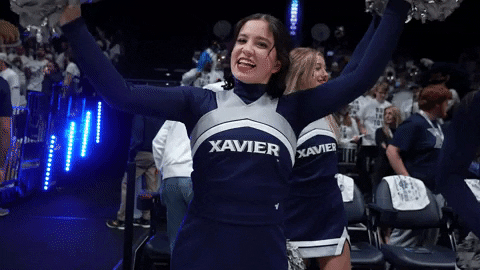 Happy College Basketball GIF by Xavier Men's Basketball