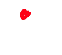 Sticker gif. Three bright red lip marks appear and kiss the screen before fading away.