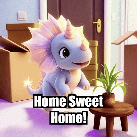 Moving Home Sweet Home GIF by Divineasaur