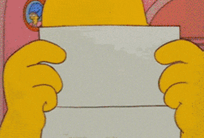 The Simpsons gif. Homer holds a letter in front of his face, slowly lowering it to reveal angry eyes with shrinking pupils. He stands up from the couch and inhales. We cut away to the outside of a church, a flock of doves flying away, and a shot of a stunned gardener with the equally shocked Flanders family in the background, as text scrolls by. Text, A long, drawn-out "fudge".