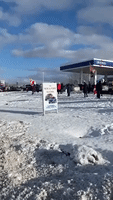 Supporters Greet Canadian Truck Convoy Protesting US-Canada Border Vaccine Mandate