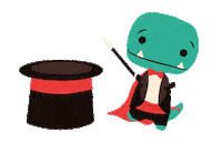 jayafleck tiny t-rex magic hat tinytrex Sticker