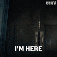 Sponsored gif. Polarity from the Amazon Prime show Gen V kicks open a set of double doors and storms through them. Text reads, “I’m here.”