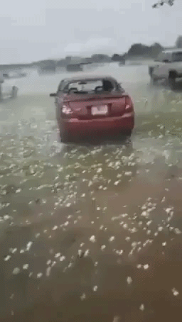 Large Hail Damages Cars in East Texas