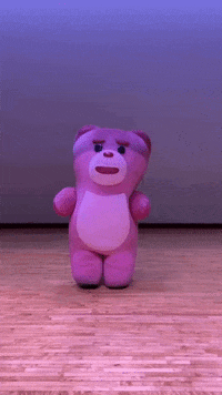 bellygombellygom happy dance pink bear GIF