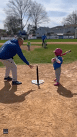 Little Girl Spices Up Tee-Ball Hit With Cartwheel