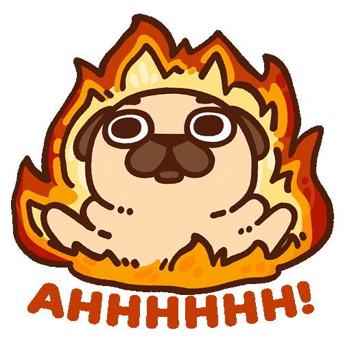Fire Burn Sticker by Puglie Pug