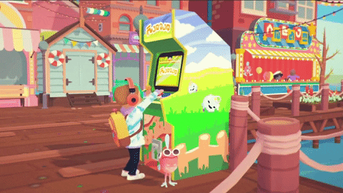 ooblets giphyupload arcade gamer playing game GIF