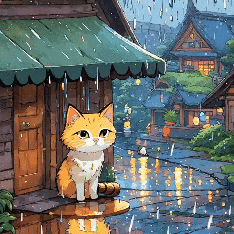 EsraEdits cat cute rain esra ai edits GIF
