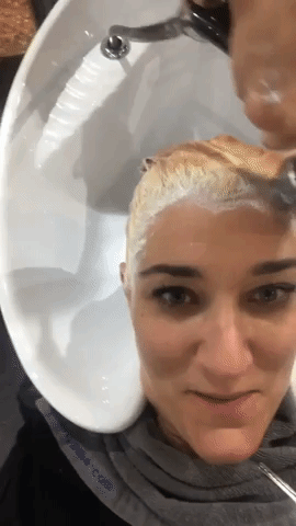 going gray bleaching hair GIF