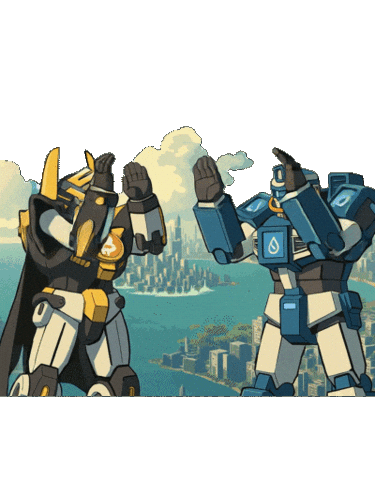 Besties Mechas Sticker by satlayer