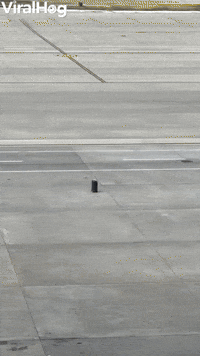 Runaway Luggage Rolls Across Airport Ramp
