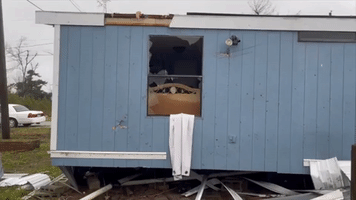 Mobile Homes Damaged by Strong Winds in Florida During Tornado Watch