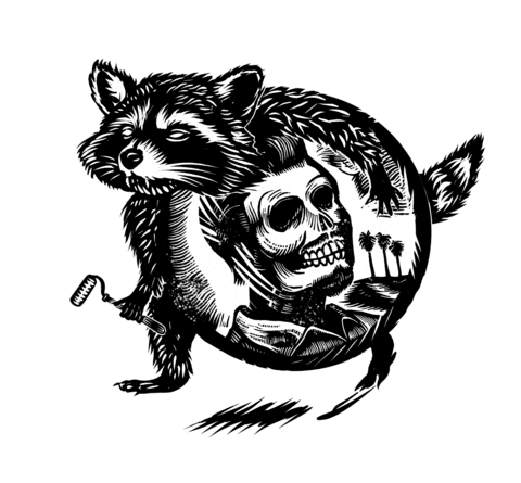 Raccoon Grabado Sticker by Printgonzalez