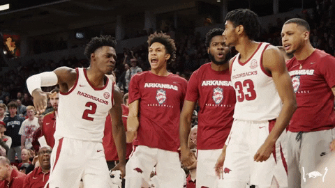 High Five College Basketball GIF by Arkansas Razorbacks