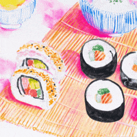 Hungry Sushi Roll GIF by Color Snack Creative Studio