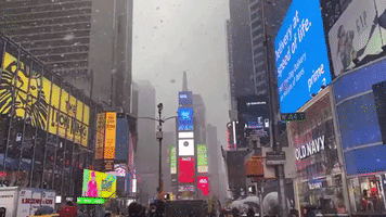 Snow Hits NYC's Times Square as Winter Storm Warning Affects Most of the State