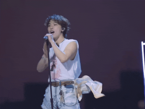 Lee Chan Singing GIF