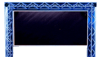 Sticker gif. Text, 'Cody Rhode Wins,' is on a screen underneath a stage. The screen shows explosions and sparkles as the text bangs onto the screen.