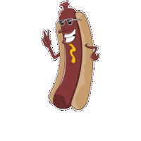 fbpdesigns artist sunglasses bouncing hotdog Sticker