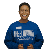 BLUEPRINTUNIVERSITY girl blue woman yay Sticker