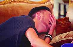Reality TV gif. A vain young man, prostrate on a golden couch, heaves and sobs, arising dramatically to reveal his ugly crying, reaching out and wailing.