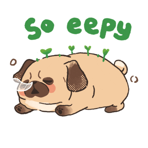 auds_ sleepy pug cute pug so eepy Sticker