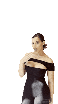 Sticker gif. Woman holding her phone throws her head back and cracks up.