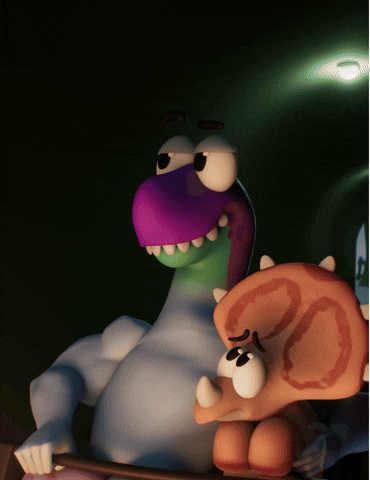 Scared Date Night GIF by Claynosaurz