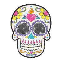 Day Of The Dead Skull Sticker by Ex-Voto Design / Leslie Saiz